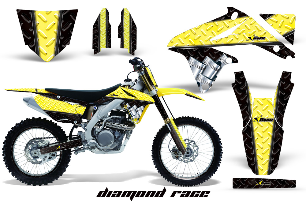 Suzuki-RMZ450 08-10 Graphics Kit DiamondRace YellowBlackBG NPs